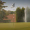 Irrigation arking, rainbow over the 3rd green